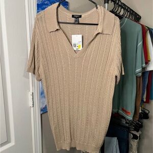 Beige Knit Polo Shirt
